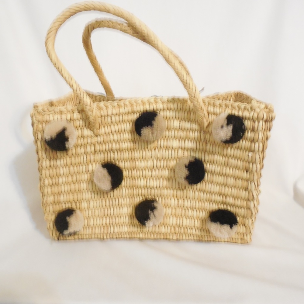 Nannacay Woven Reed Pom PomTote - Picture 2 of 9